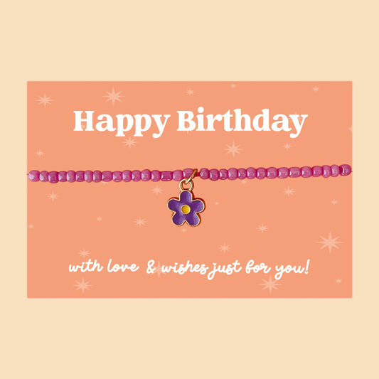 Little Wishes® “Happy Birthday” Purple Seed Bead Bracelet | J045/LW009