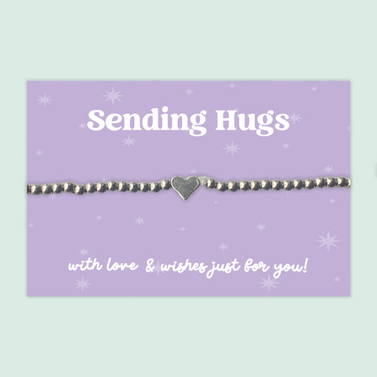 Sending Hugs - Heart Beaded Stretch Charm Bracelet - J049B