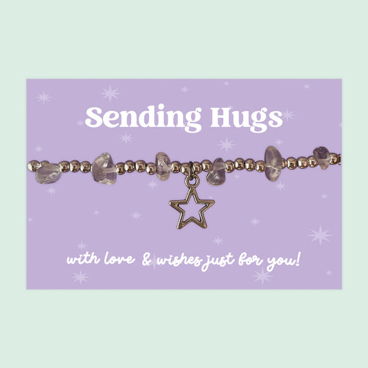Little Wishes® “Sending Hugs” Clear Quartz Gemstone Chip Bracelet | J049/LW002