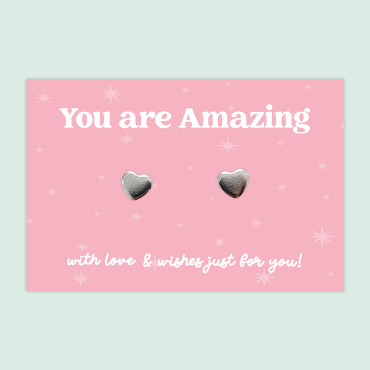 You are Amazing - Heart Stud Earrings - J050E