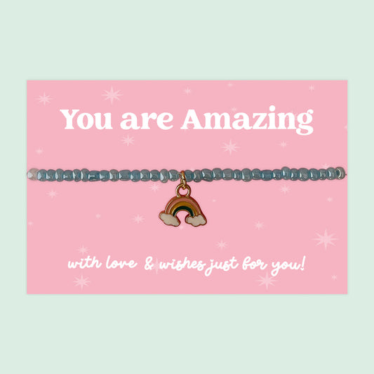 Little Wishes® “You Are Amazing” Blue Seed Bead Bracelet | J050/LW007