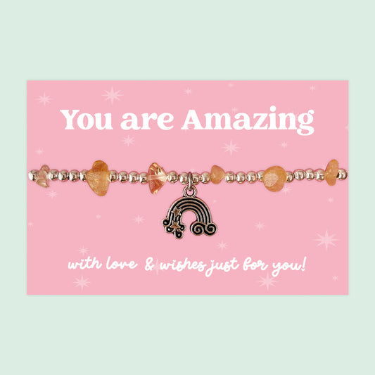 Little Wishes® “You Are Amazing” Citrine Gemstone Chip Bracelet | J050/LW008