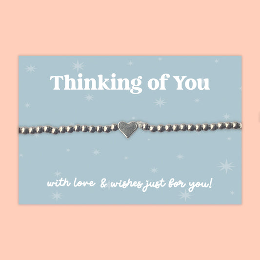 Thinking of You - Heart Beaded Stretch Charm Bracelet - J051B