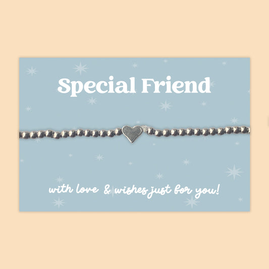 Special Friend - Heart Beaded Stretch Charm Bracelet - J052B