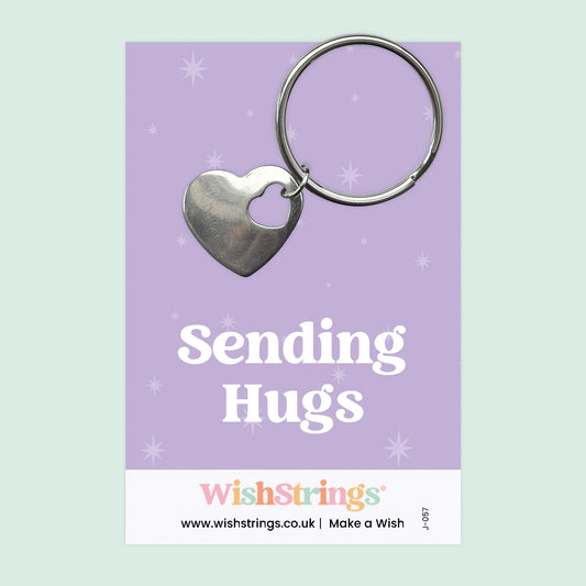 SENDING HUGS - Heart Keyring - J057-KR