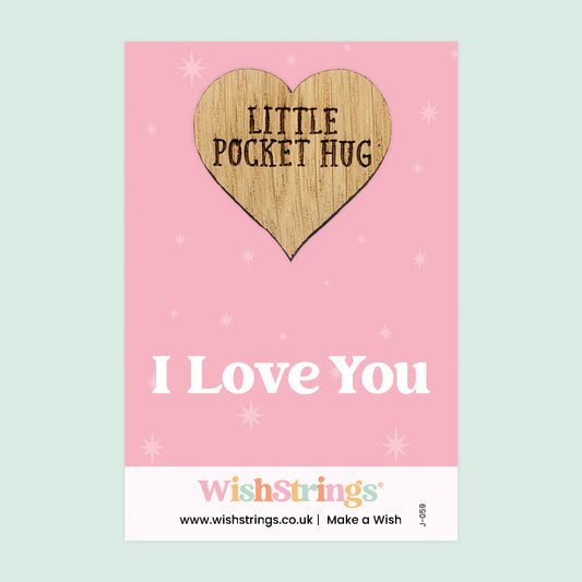 I Love You - Oak Pocket Hug Token | J059