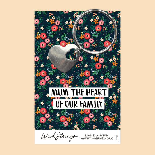 MUM, HEART FAMILY - Heart Keyring - J061-KR