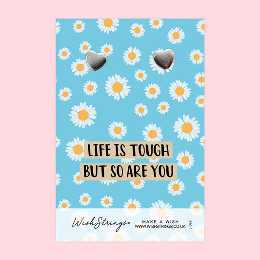LIFE IS TOUGH - Heart Stud Earrings | J062