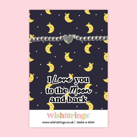 I Love You to the Moon and Back - Heart Beaded Bracelet - J065