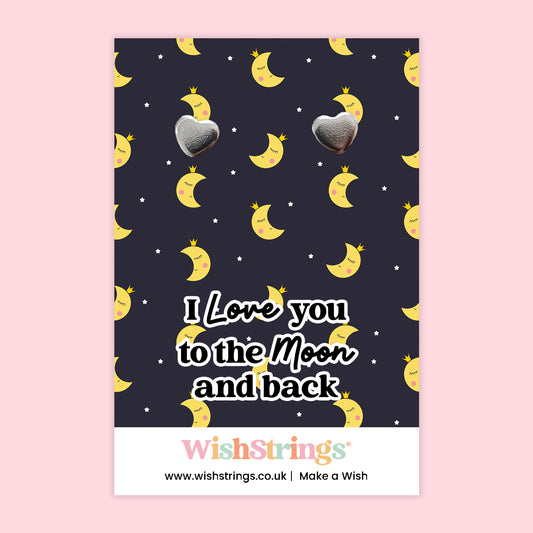 I Love You to the Moon and Back - Heart Stud Earrings | J065