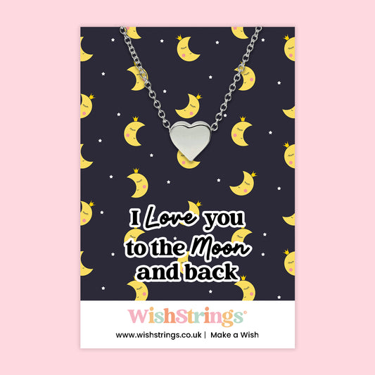 I Love You to the Moon and Back - Heart Necklace - J065
