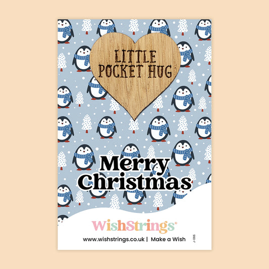 Merry Christmas - Oak Pocket Hug Token (J066) NEW