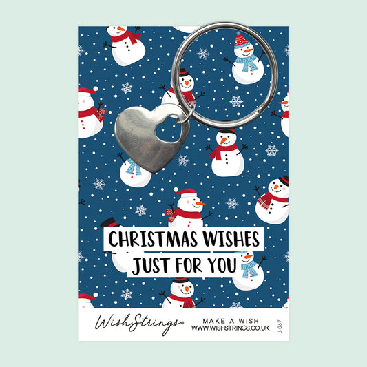 CHRISTMAS SNOWMAN - HEART KEYRING - J067-KR