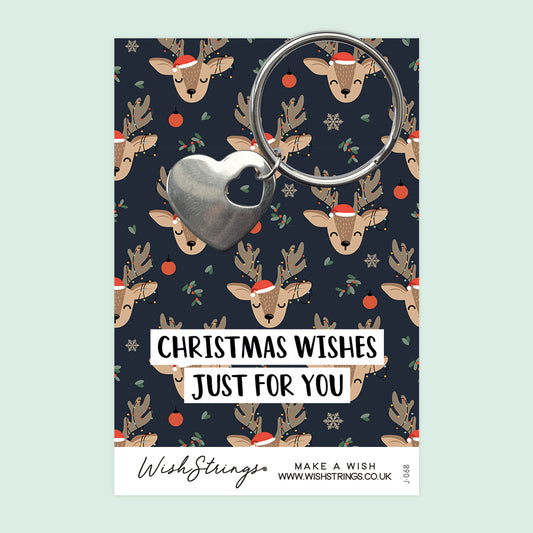 CHRISTMAS REINDEER - HEART KEYRING - J068-KR