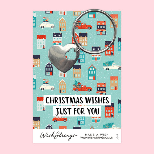 CHRISTMAS HOUSES - HEART KEYRING - J069-KR