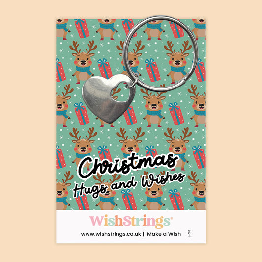 Christmas Hugs & Wishes - Heart Keyring - J069-KR NEW
