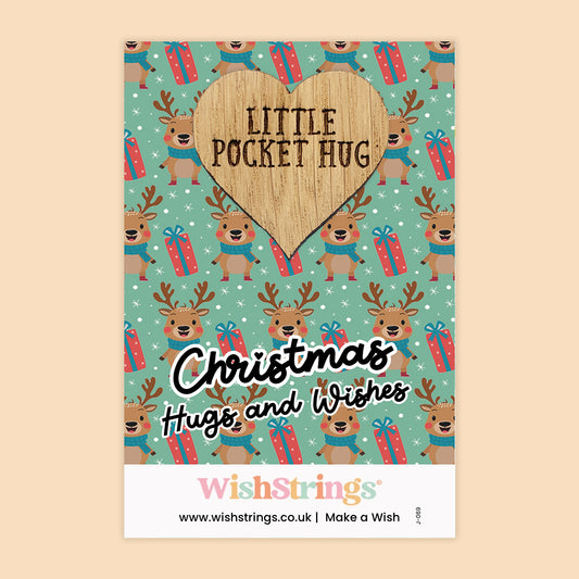 Christmas Hugs & Wishes - Oak Pocket Hug Token (J069) NEW