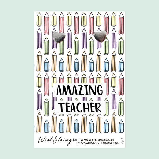 AMAZING TEACHER - Heart Stud Earrings | J078A