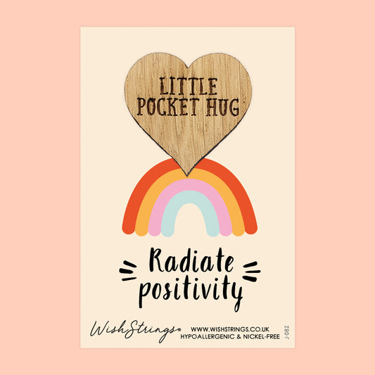 Radiate Positivity - Oak Pocket Hug Token | J082