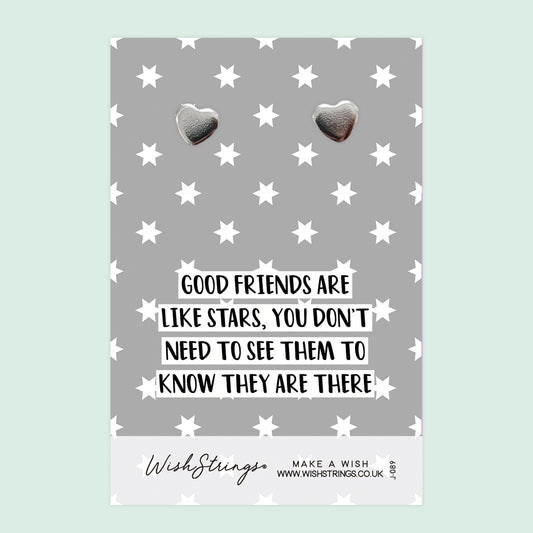 FRIENDS ARE LIKE STARS - Heart Stud Earrings | J089