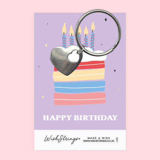 HAPPY BIRTHDAY - Heart Keyring - J090-KR