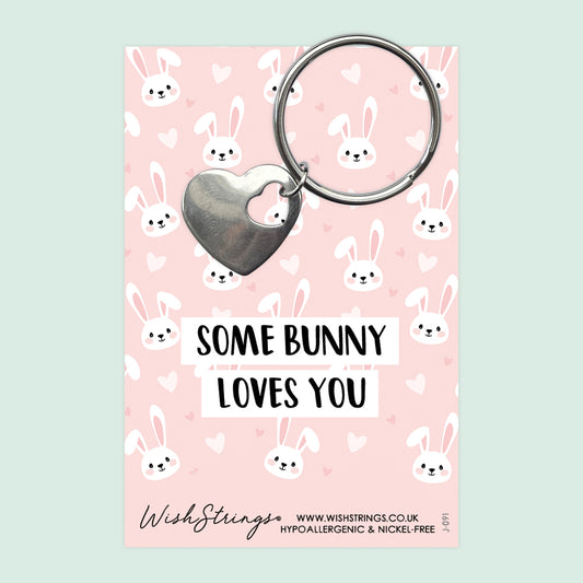SOME BUNNY - Heart Keyring - J091-KR