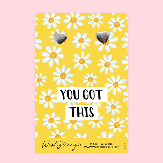 YOU GOT THIS - Heart Stud Earrings | J093