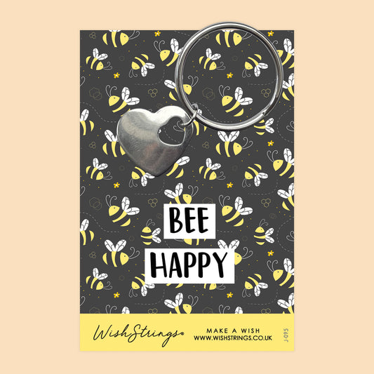 BEE HAPPY - HEART KEYRING - J095-KR