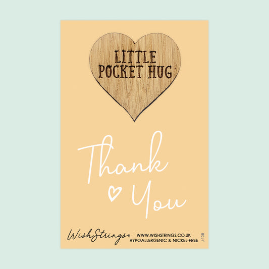 SALE - Thank You - Oak Pocket Hug Token | S035