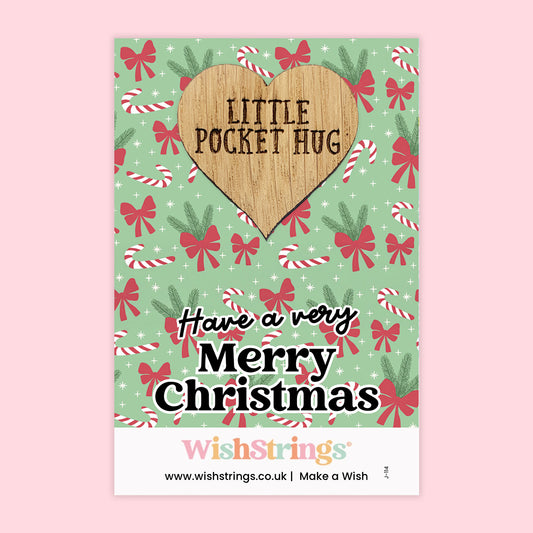 Have a Very Merry Christmas - Oak Pocket Hug Token (J114) NEW