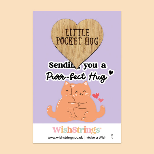 Sending You a Purr-fect Hug - Oak Pocket Hug Token (J115)