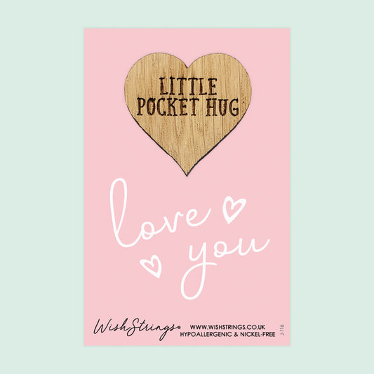 SALE - LOVE YOU - Oak Pocket Hug Token | S064-PH