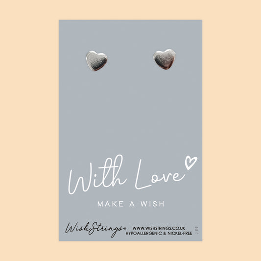 WITH LOVE, MAKE A WISH - Heart Stud Earrings | J119