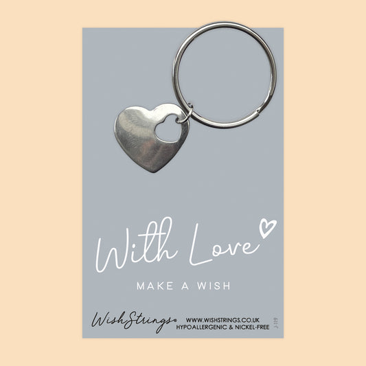 WITH LOVE, MAKE A WISH - Heart Keyring - J119