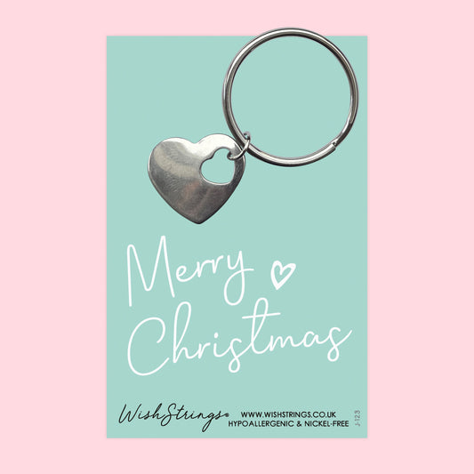MERRY CHRISTMAS - Heart Keyring - J123
