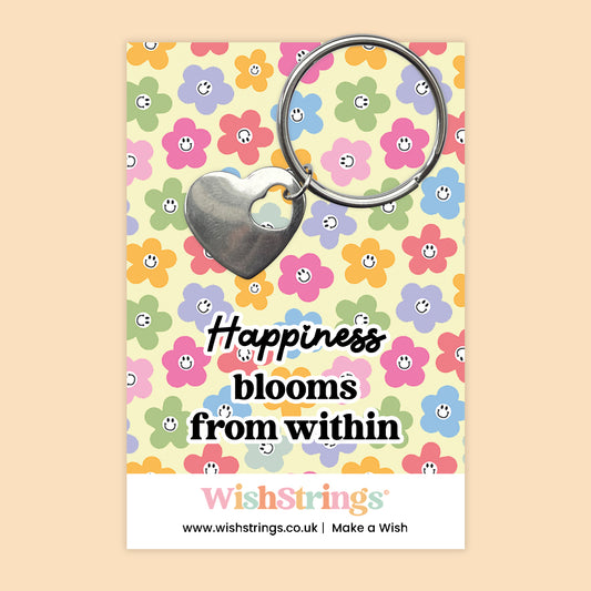 Happiness Blooms From Within - Heart Keyring - J130