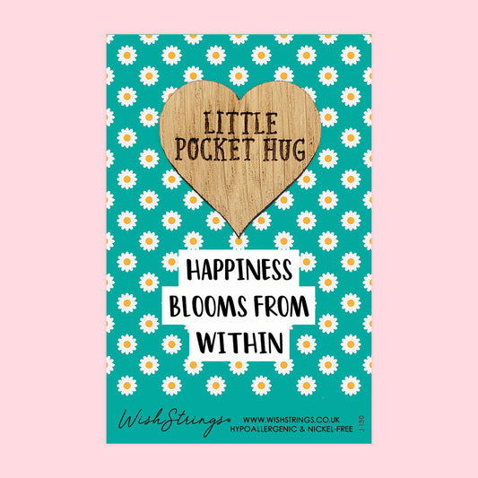 SALE - HAPPINESS BLOOMS - Oak Pocket Hug Token | S212