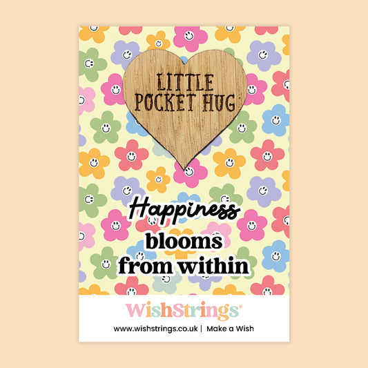 Happiness Blooms From Within - Oak Pocket Hug Token | J130