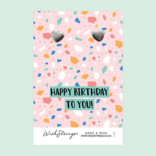 HAPPY BIRTHDAY - Heart Stud Earrings | J134