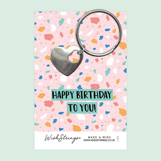 HAPPY BIRTHDAY - Heart Keyring - J134