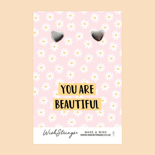 YOU ARE BEAUTIFUL - Heart Stud Earrings | J139