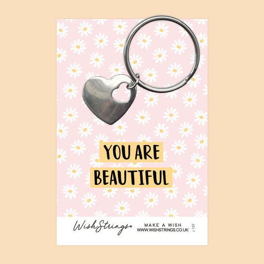 YOU ARE BEAUTIFUL - HEART KEYRING - J139