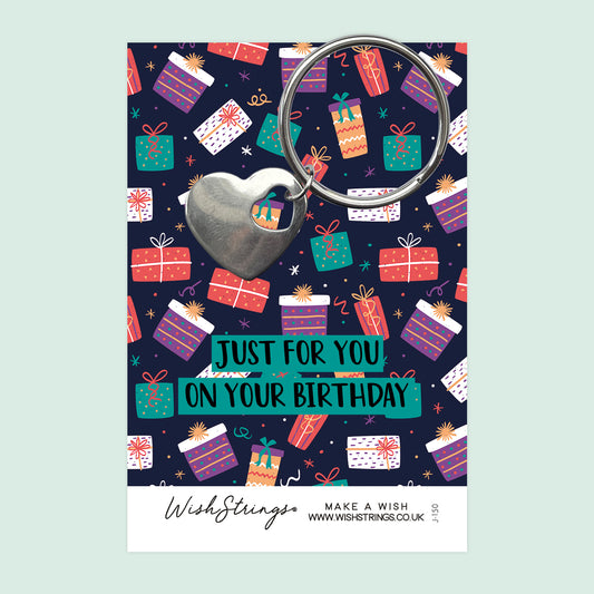 JUST FOR YOU BIRTHDAY - Heart Keyring - J150