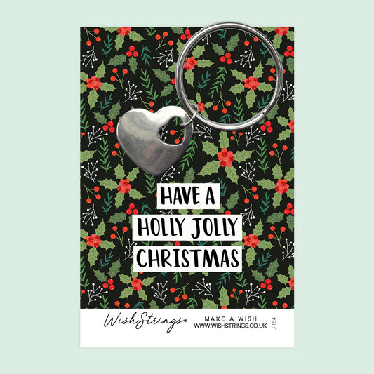 HOLLY JOLLY - Heart Keyring - J154