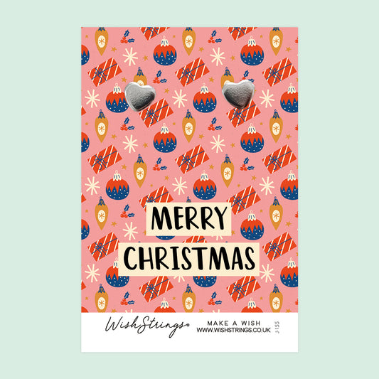 MERRY CHRISTMAS - Heart Stud Earrings | J155
