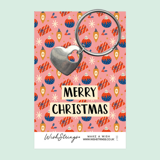 MERRY CHRISTMAS - Heart Keyring - J155