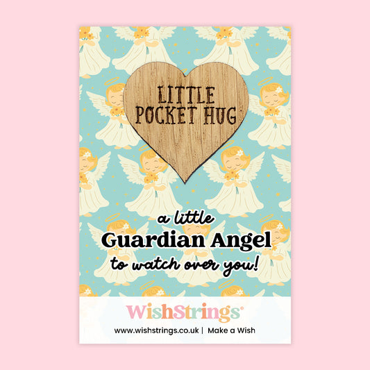 A Little Guardian Angel to Watch Over You - Oak Pocket Hug Token | J167