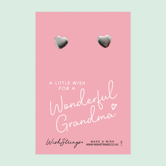 WONDERFUL GRANDMA - Heart Stud Earrings | J168