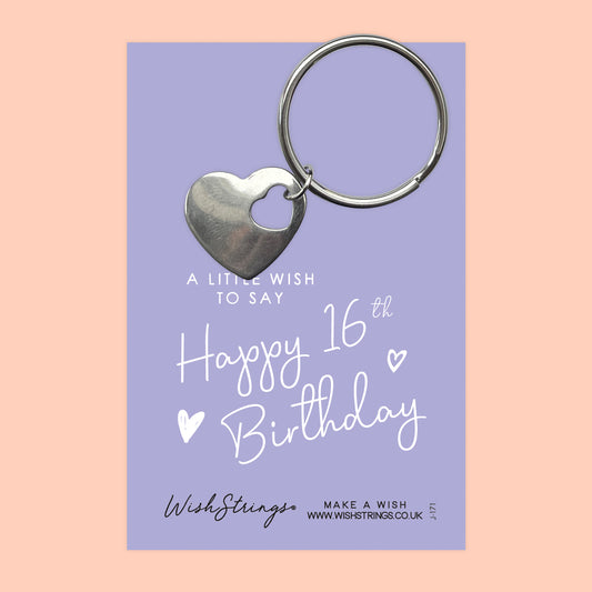 16TH BIRTHDAY - HEART KEYRING - J171