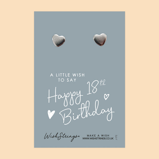 18th BIRTHDAY - Heart Stud Earrings | J172